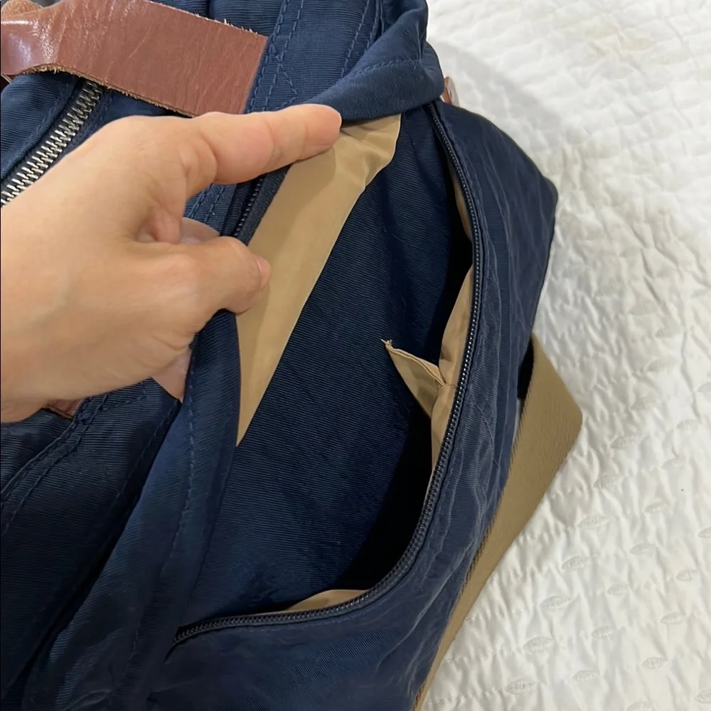 Jcrew Men’s Canvas & Leather Messenger Bag - Navy Blue